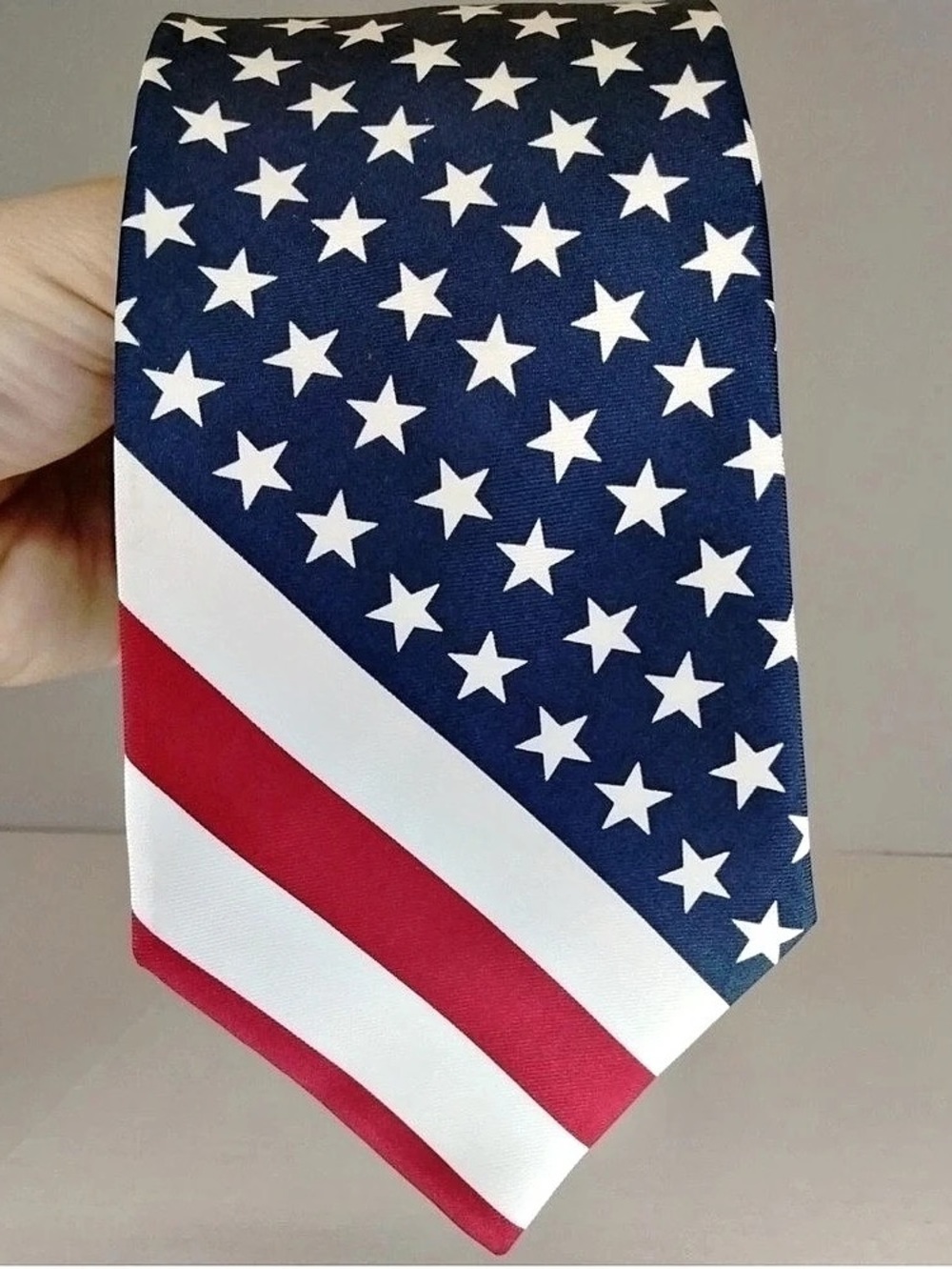 Tommy Hilfiger American Flag Silk Necktie Star Print Tie Like New